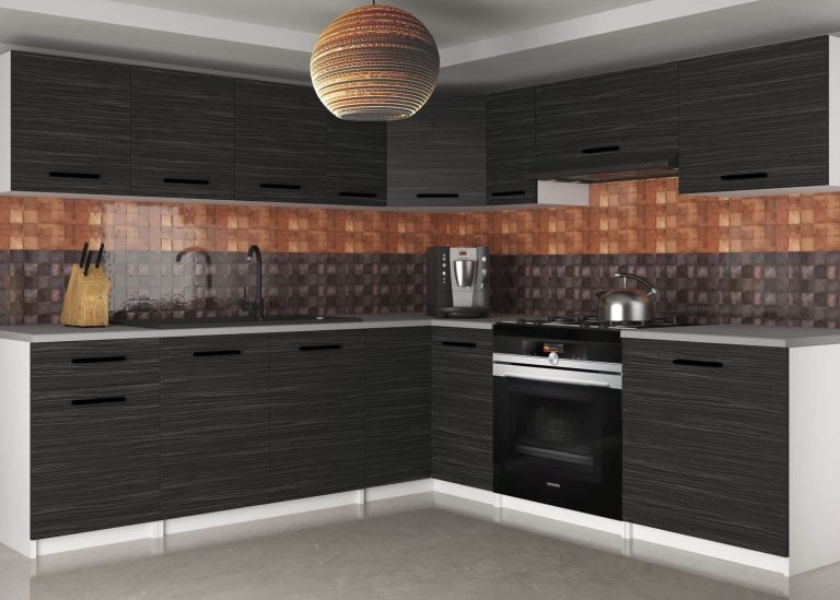 Meuble de cuisine 420 cm noir ébène foncé avec plan de travail Fabricant TOR UNIQAPLUS/4/WT/HK/0/B1