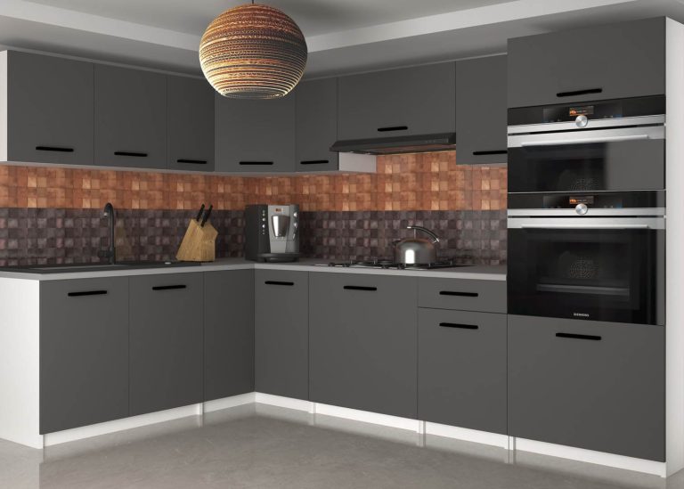 Meubles de cuisine 420 cm gris anthracite graphite sans plan de travail Fabricant TOR UNIQAGRANDE/4/WT/SR/BB/B1