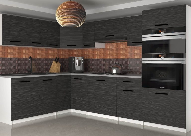 Meuble de cuisine 420 cm noir ébène foncé avec plan de travail Fabricant TOR UNIQAGRANDE/5/WT/HK/0/B1