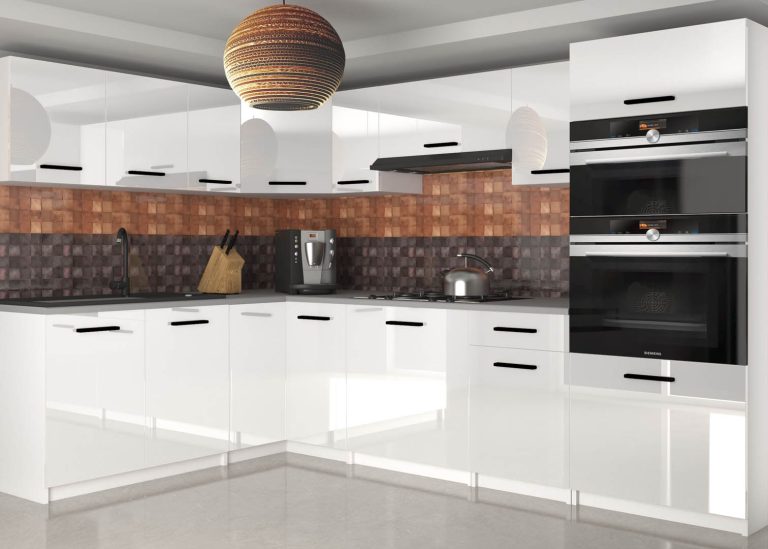 Meubles de cuisine 420 cm blanc brillant avec plan de travail Fabricant INF UNIQAGRANDE/5/WT/W/0/B1