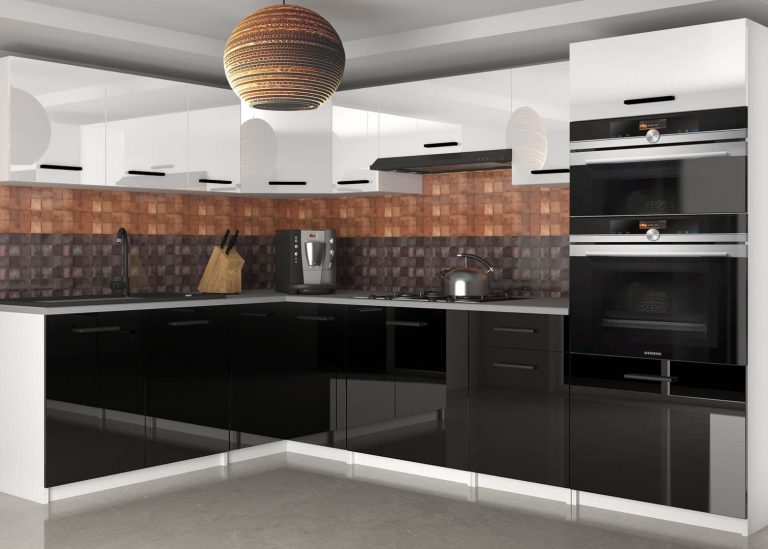 Meubles de cuisine 420 cm blanc brillant noir brillant sans plan de travail Fabricant INF UNIQAGRANDE/4/WT/WB/BB/B1