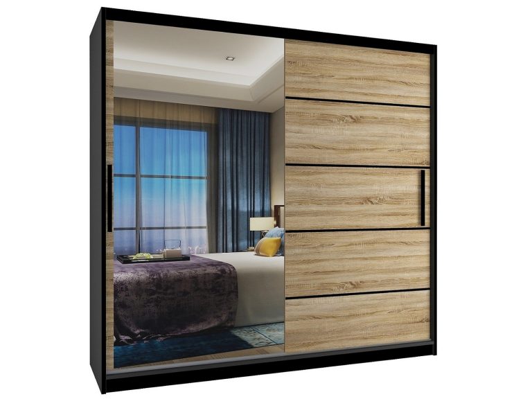 Armoire coulissante 200 cm avec miroir chêne chêne wotan chêne sonoma Fabricant MZ SZP1/2/B/DS/0/BL