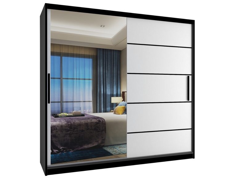 Armoire coulissante 200 cm avec miroir blanc mat Fabricant MZ SZP1/2/B/W/0/BL