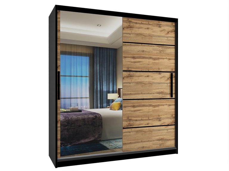 Armoire coulissante 133 cm avec miroir chêne chêne wotan chêne sonoma Fabricant MZ SZP2/2/B/DW/0/BL
