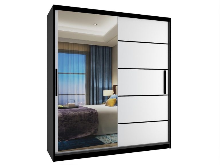 Armoire coulissante 133 cm avec miroir blanc mat Fabricant MZ SZP2/2/B/W/0/BL