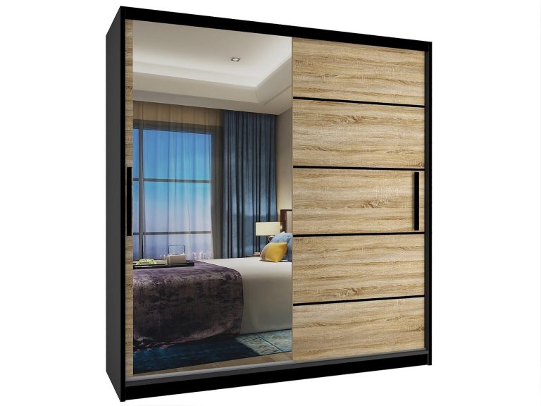 Armoire coulissante 158 cm avec miroir chêne chêne wotan chêne sonoma Fabricant MZ SZP3/1/B/DS/0/BL