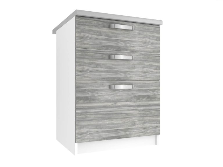 Meuble de cuisine bas avec tiroirs Belini 60 cm gris anthracite Glamour Wood sans plan de travail Fabricant TOR SDSZ60/0/WT/GW1/BB/U