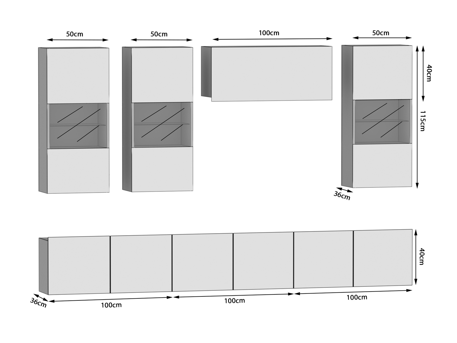 Meuble mural 300 cm Belini chêne sonoma Imperium 5 Fabricant IMP 5/5/W/DS/0/0