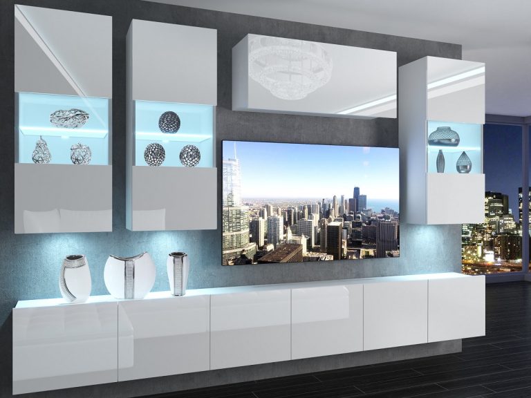 Meuble mural 300 cm Belini blanc brillant Imperium 5 Fabricant IMP 5/5/W/W/0/0