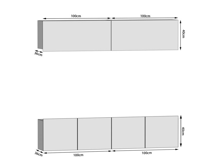 Meuble mural 200 cm Belini blanc brillant / chêne sonoma Imperium 6 Fabricant IMP 6/5/W/WDS/0/0
