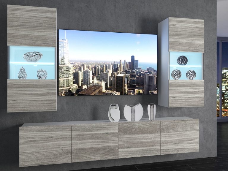 Meuble mural 200 cm Belini gris anthracite Glamour Wood Imperium 7 Fabricant IMP 7/5/W/GW1/0/0