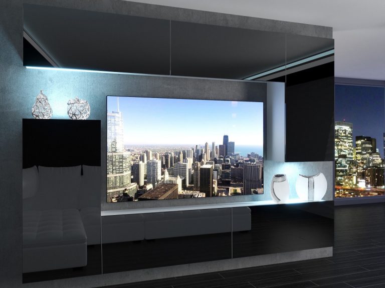 Meuble mural 250 cm Belini noir brillant Imperium 8 Fabricant IMP 8/5/W/B/0/0