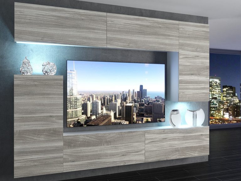 Obývací stěna 250 cm Belini šedý antracit Glamour Wood Imperium 8 Výrobce IMP 8/5/W/GW1/0/0