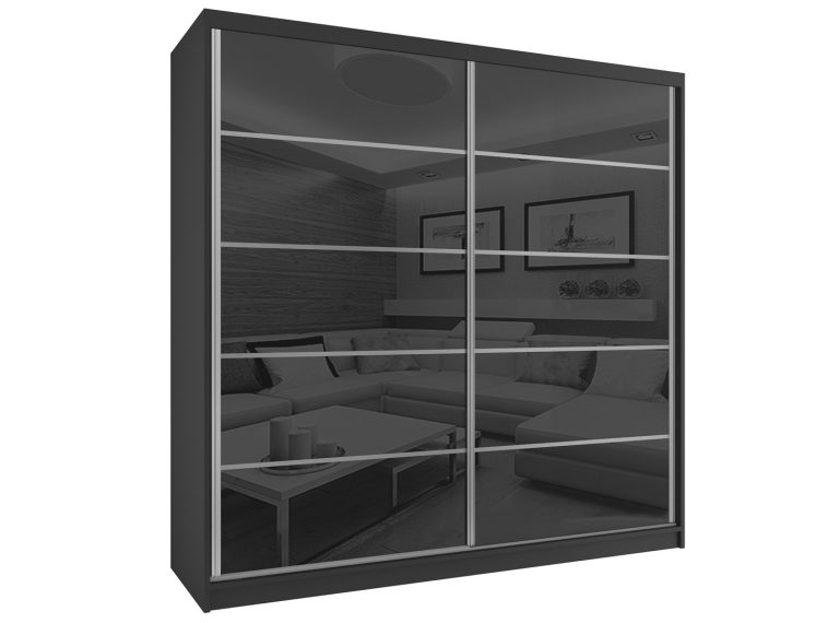 Armoire coulissante 133 cm noir brillant Fabricant BH SZP2/2/B/WI/5B/HI