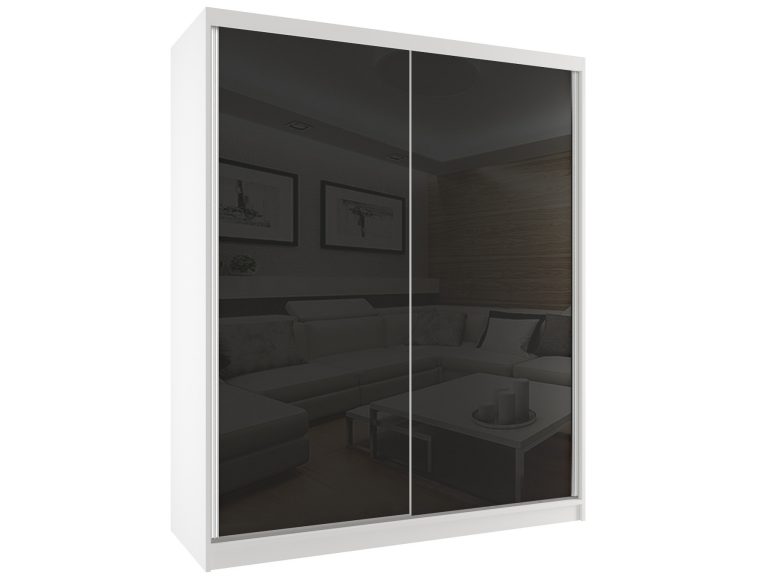 Armoire coulissante 158 cm noir brillant Fabricant BM SZP3/2/W/W/B/HI