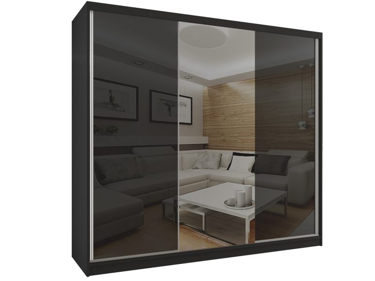 Armoire coulissante 232 cm avec miroir noir brillant Fabricant BM SZP4/2/B/WI/2B1L/HI