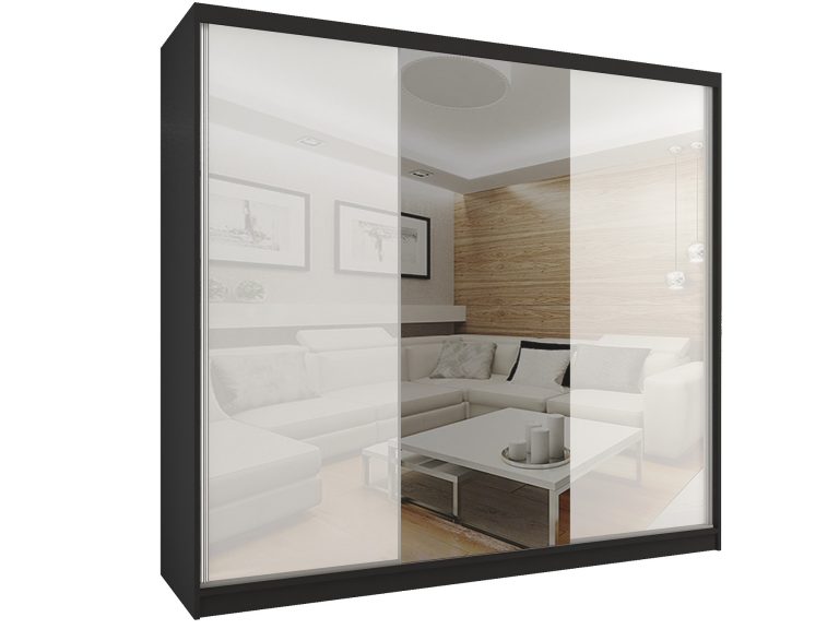 Armoire coulissante 232 cm avec miroir blanc brillant Fabricant BM SZP4/2/B/WI/2W1L/HI