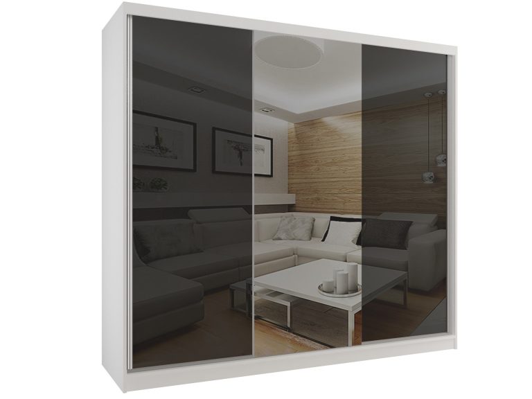 Armoire coulissante 232 cm avec miroir noir brillant Fabricant BM SZP4/2/W/WI/2B1L/HI