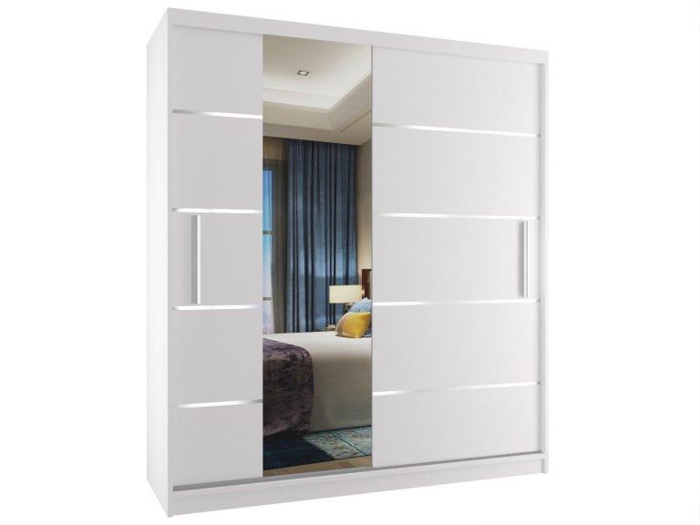 Armoire coulissante 133 cm avec miroir blanc mat Fabricant MBP SZP2/2/W/W/0/AL
