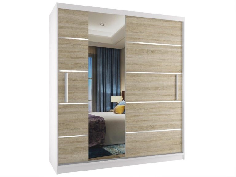 Armoire coulissante 133 cm avec miroir chêne chêne wotan chêne sonoma Fabricant MBP SZP2/2/W/DS/0/AL