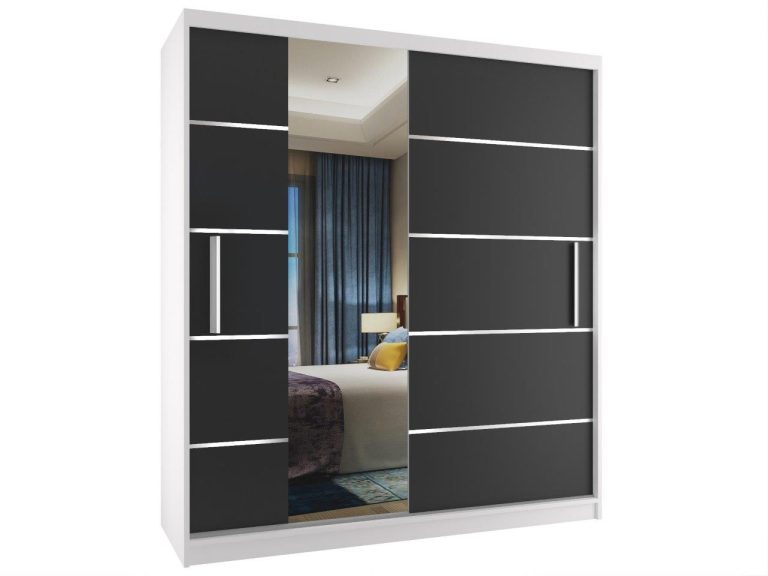 Armoire coulissante 133 cm avec miroir noir ébène foncé Fabricant MBP SZP2/2/W/B/0/AL