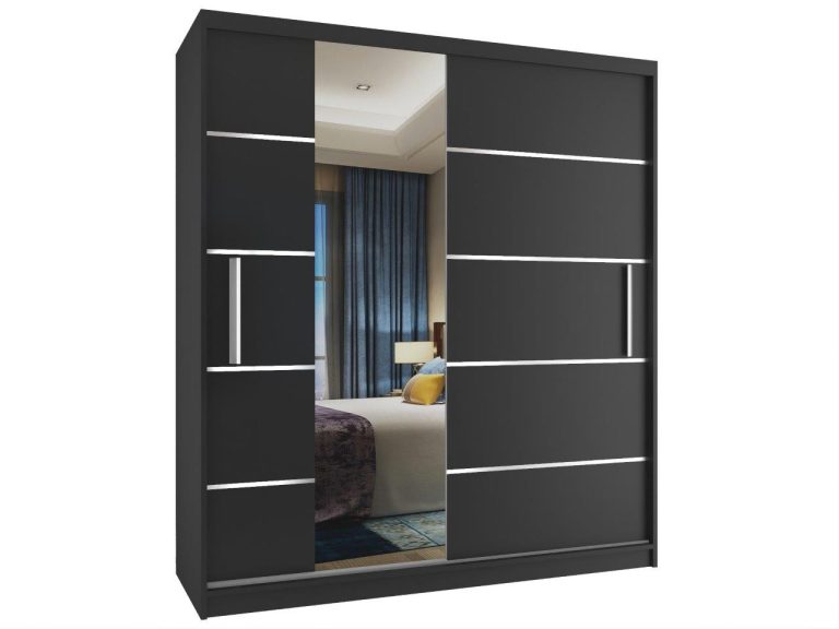 Armoire coulissante 133 cm avec miroir noir ébène foncé Fabricant MBP SZP2/2/B/B/0/AL