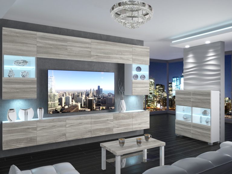 Meuble mural 300 cm Belini gris anthracite Glamour Wood Imperium 1 Fabricant IMP 1/5/W/GW1/0/0