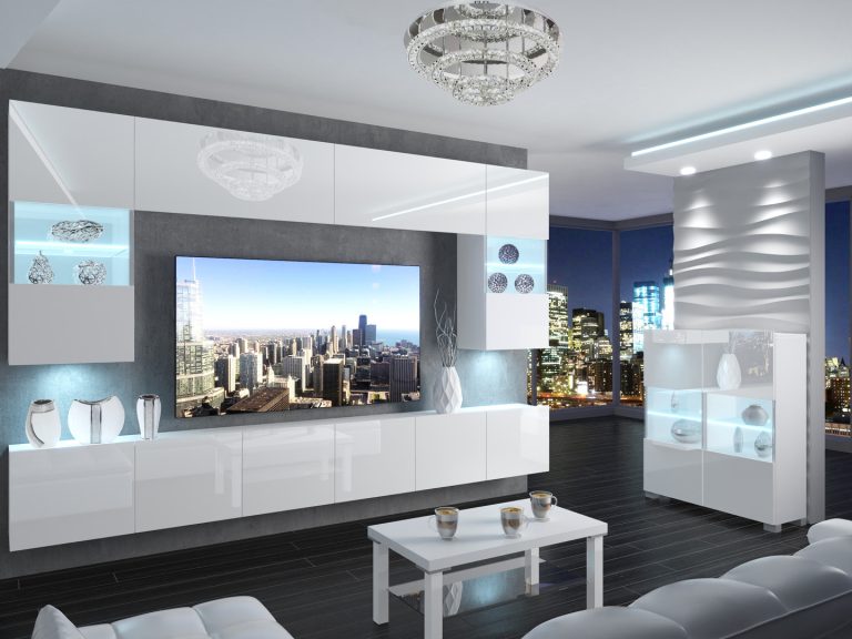 Meuble TV/RTV 300 cm blanc brillant Fabricant IMP 1/5/W/W/0/0