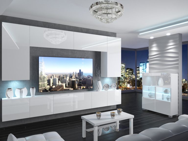 Meuble TV/RTV 300 cm blanc brillant Fabricant IMP 2/5/W/W/0/0