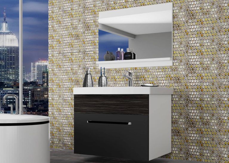 Meuble de salle de bain Belini noir mat / ébène royal + lavabo + miroir Fabricant ROD M 1/0/W/BHK/0/ZW