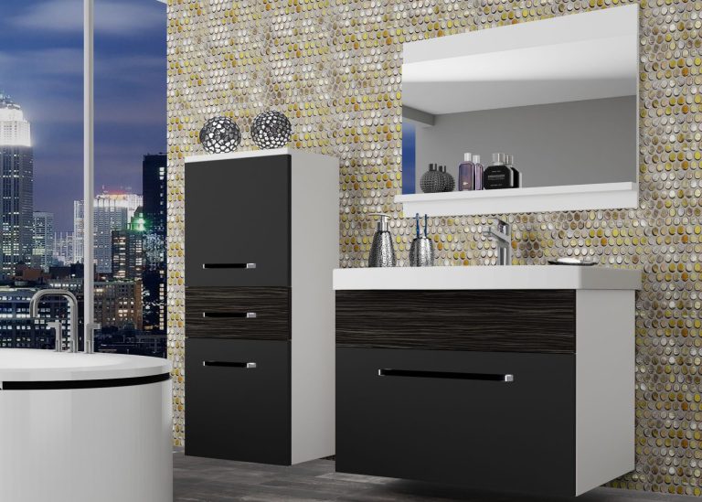 Meuble de salle de bain Belini noir mat / ébène royal + lavabo + miroir Fabricant ROD M 2/0/W/BHK/0/ZW
