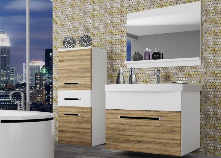 Meuble de salle de bain Belini chêne sonoma / blanc mat + lavabo + miroir Fabricant ROD M 2/0/W/DSW/0/ZW
