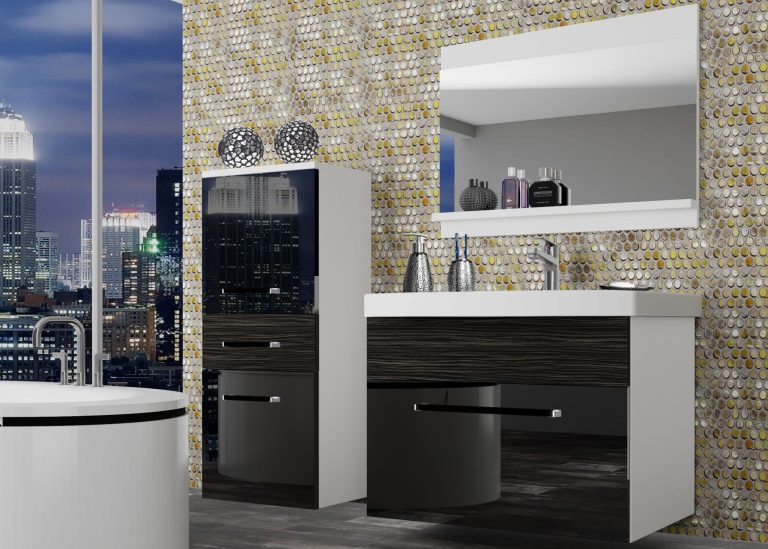 Meuble de salle de bain Belini noir brillant / ébène royal + lavabo + miroir Fabricant ROD PM 2/0/W/BHK/0/ZW