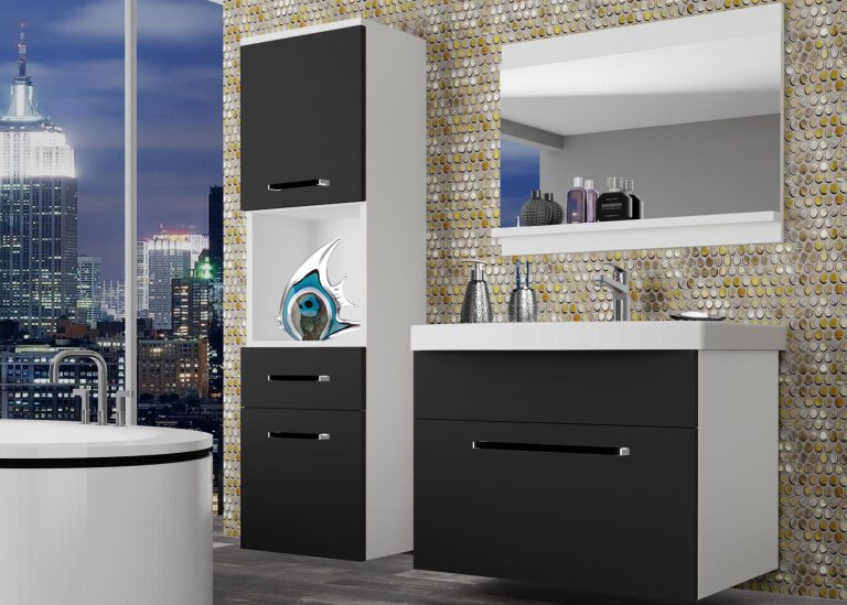 Meuble de salle de bain Belini noir mat + lavabo + miroir Fabricant ROD M 3/0/W/B/0/ZW