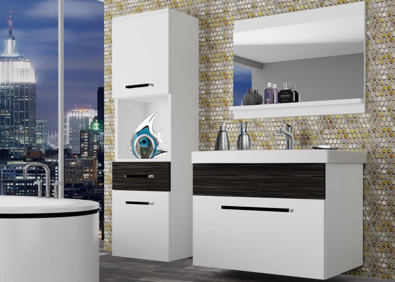 Meuble de salle de bain Belini blanc mat / ébène royal + lavabo + miroir Fabricant ROD M 3/0/W/WHK/0/ZW