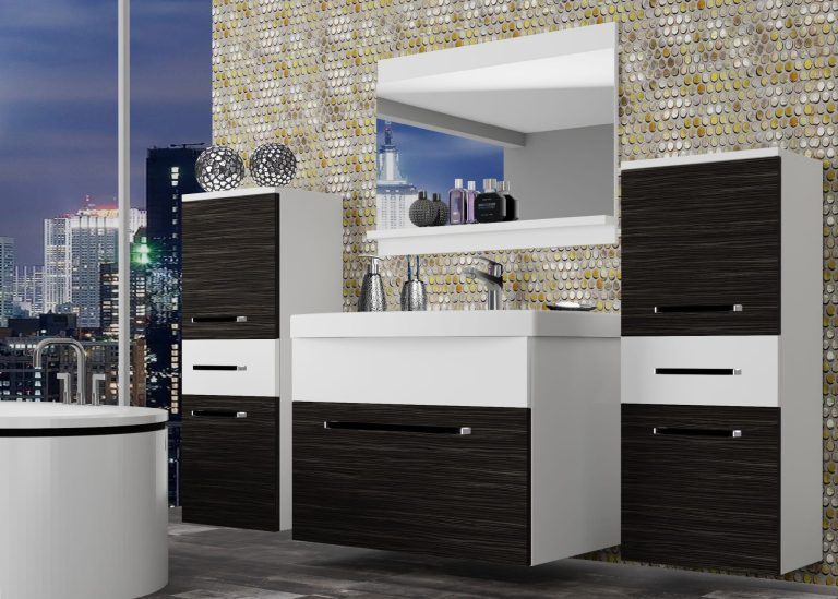 Meuble de salle de bain Belini ébène royal / blanc mat + lavabo + miroir Fabricant ROD M 4/0/W/HKW/0/ZW