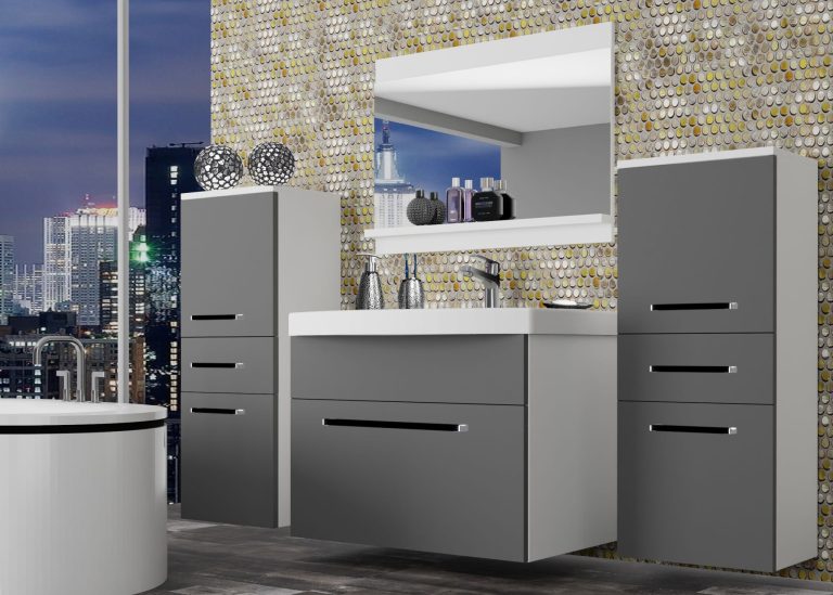 Meuble de salle de bain Belini gris mat + lavabo + miroir Fabricant ROD M 4/0/W/SR/0/ZW