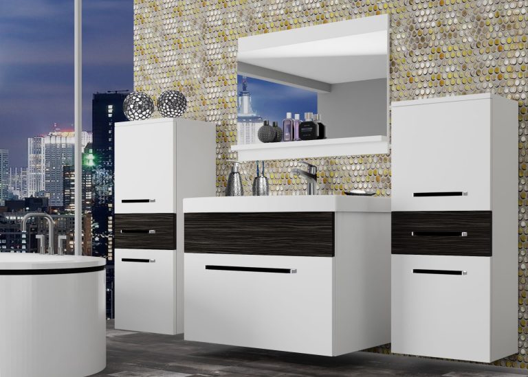 Meuble de salle de bain Belini blanc mat / ébène royal + lavabo + miroir Fabricant ROD M 4/0/W/WHK/0/ZW