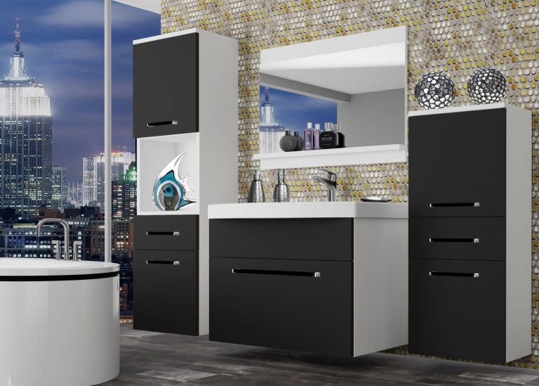 Meuble de salle de bain Belini noir mat + lavabo + miroir Fabricant ROD M 5/0/W/B/0/ZW