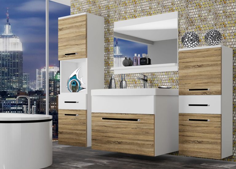 Meuble de salle de bain Belini chêne sonoma / blanc mat + lavabo + miroir Fabricant ROD M 5/0/W/DSW/0/ZW