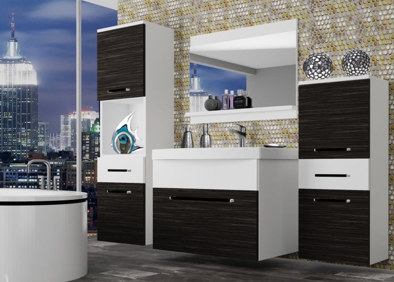 Meuble de salle de bain Belini ébène royal / blanc mat + lavabo + miroir Fabricant ROD M 5/0/W/HKW/0/ZW