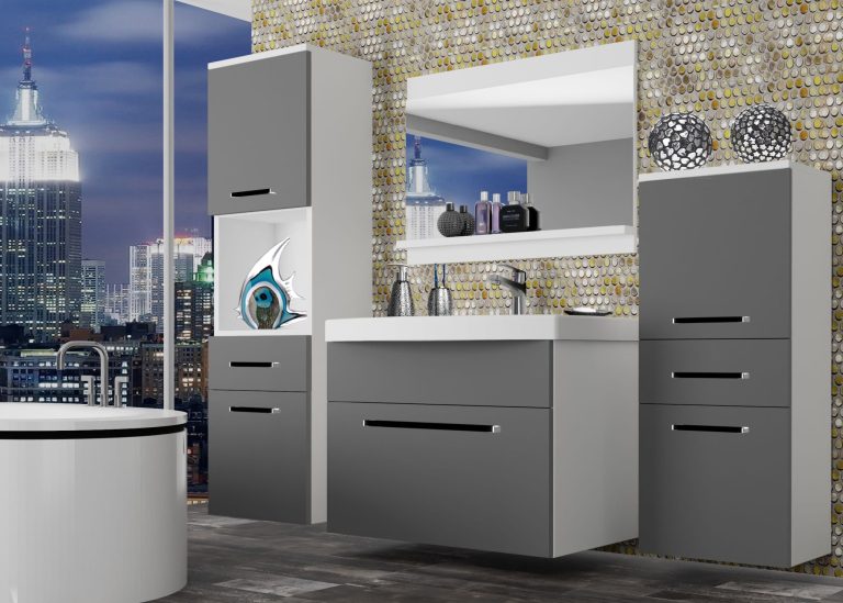 Meuble de salle de bain Belini gris mat + lavabo + miroir Fabricant ROD M 5/0/W/SR/0/ZW