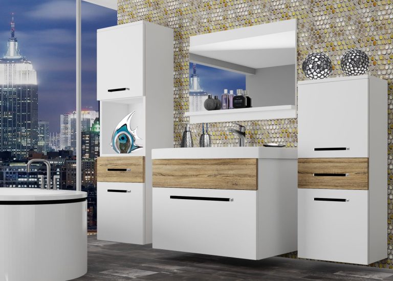 Meuble de salle de bain Belini blanc mat / chêne sonoma + lavabo + miroir Fabricant ROD M 5/0/W/WDS/0/ZW