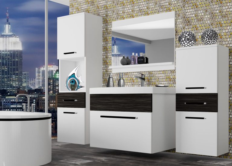 Meuble de salle de bain Belini blanc mat / ébène royal + lavabo + miroir Fabricant ROD M 5/0/W/WHK/0/ZW