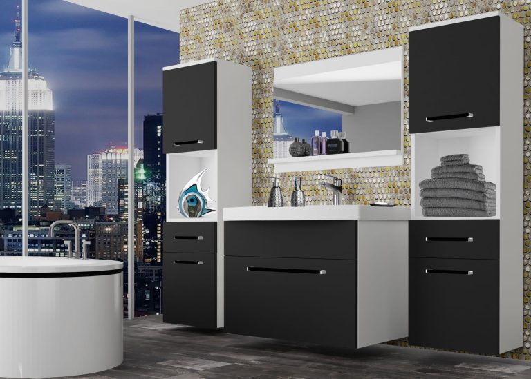 Meuble de salle de bain Belini noir mat + lavabo + miroir Fabricant ROD M 6/0/W/B/0/ZW