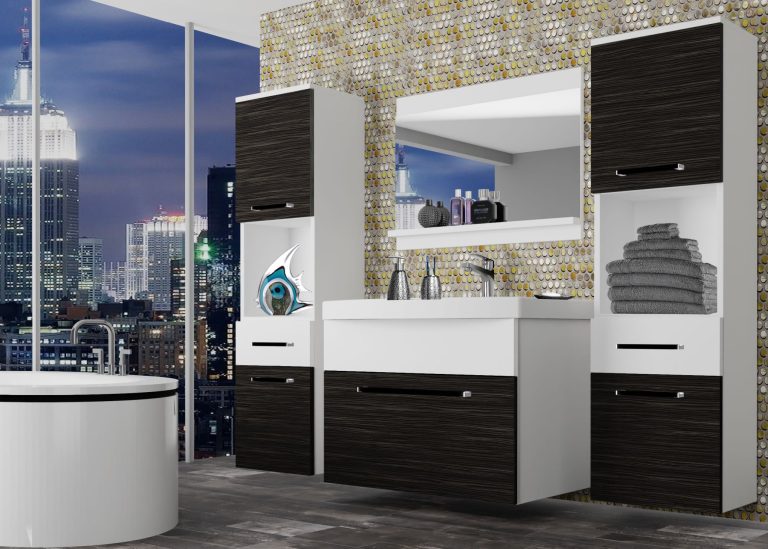 Meuble de salle de bain Belini ébène royal / blanc mat + lavabo + miroir Fabricant ROD M 6/0/W/HKW/0/ZW