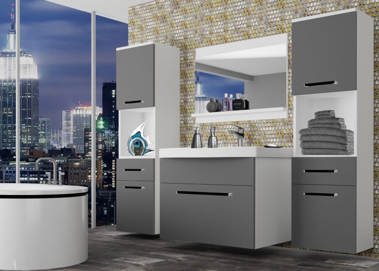 Meuble de salle de bain Belini gris mat + lavabo + miroir Fabricant ROD M 6/0/W/SR/0/ZW