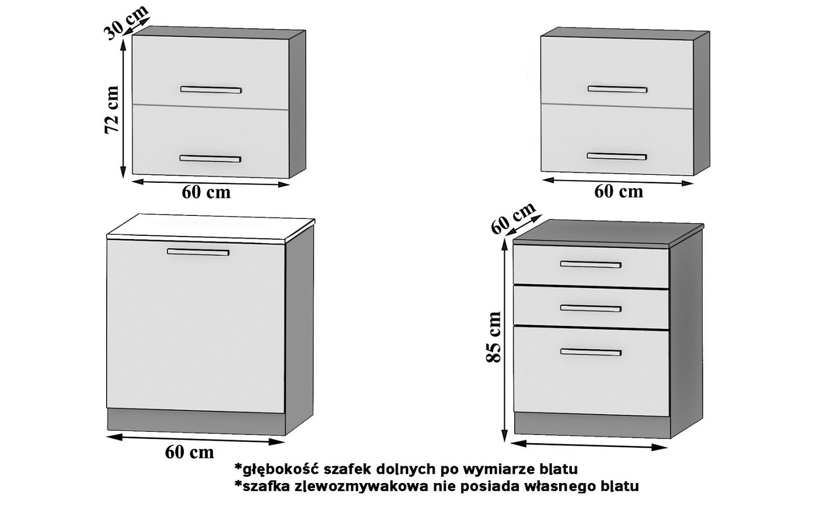 Cuisine Belini 120 cm gris brillant / gris mat avec plan de travail Eleganta2 Fabricant