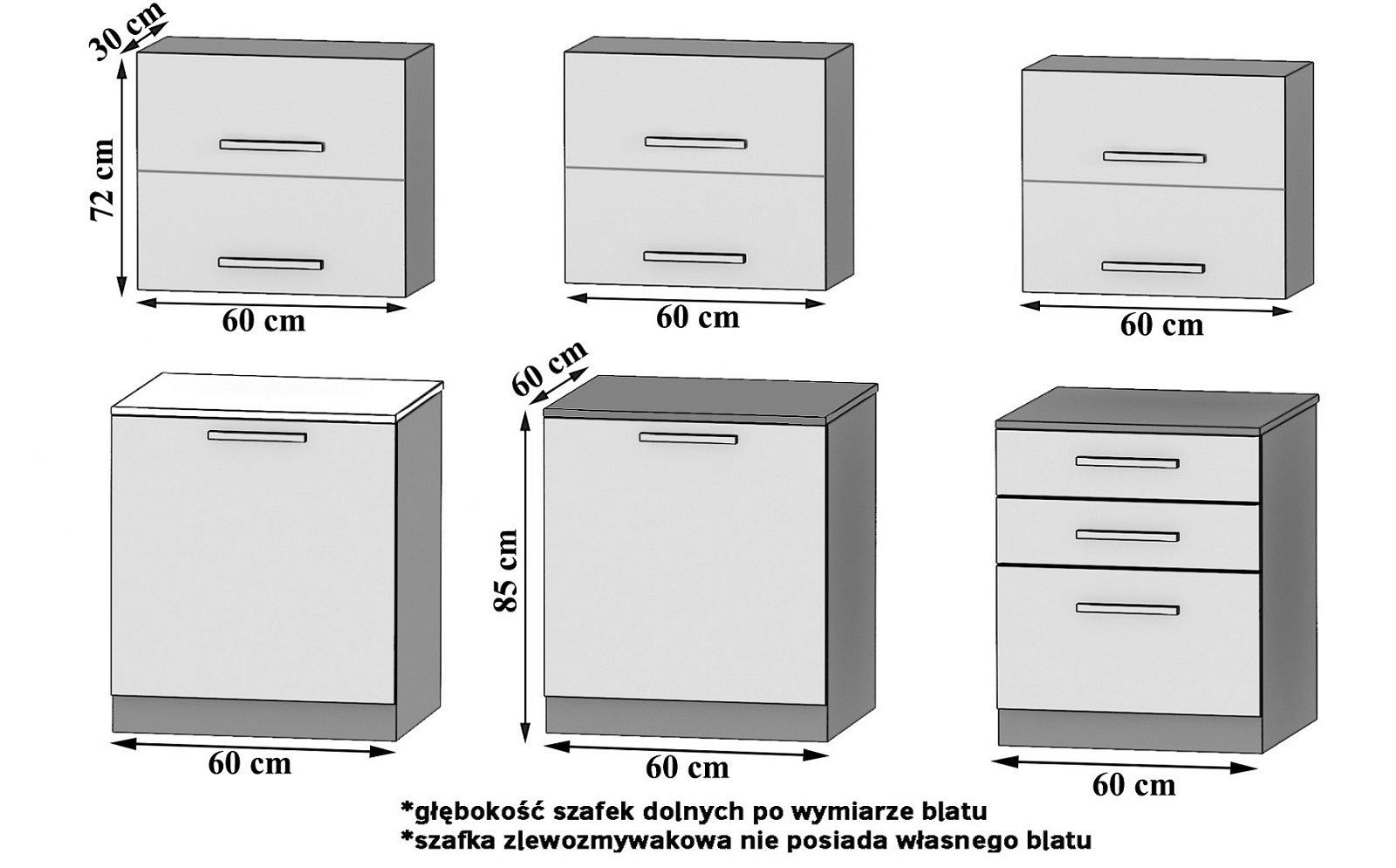 Cuisine Belini 180 cm gris brillant / ébène royal avec plan de travail Primera2 Fabricant