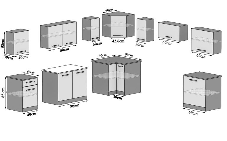 Meuble de cuisine 420 cm noir ébène foncé avec plan de travail Fabricant TOR UNIQAPLUS/4/WT/HK/0/B1